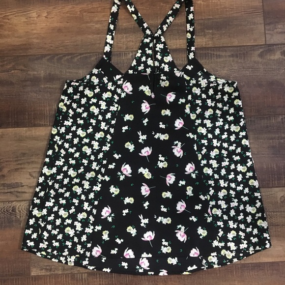 Lauren Conrad floral black tank size small - Picture 2 of 3